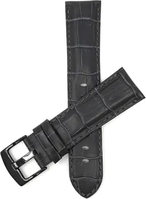 Smart Watch - Grey 20 mm Watch Band - Black Buckle Bandini 20mm Mens Leather Watch Band - Alligator Pattern Leather Watch Strap - Replacement Watch crown setting due meadow discourage suffer Band for Classic and 