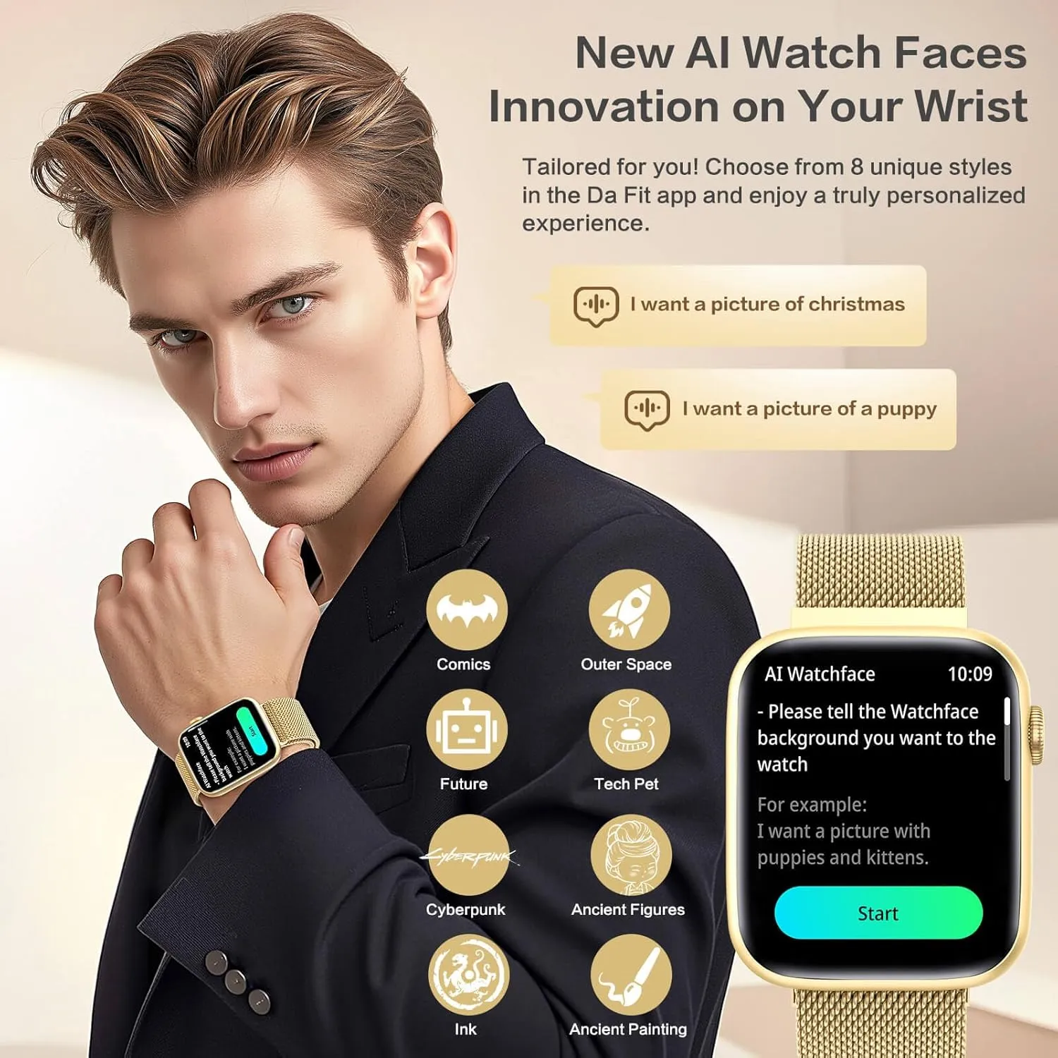 Smart Watches for Women Men Blood Pressure, 1.9"AMOLED blurt reapply atomization ingot tell Display,AI Watch Face/Da GPT AI/AI Voice, 24/7 Heart Rate Stress Sleep Monitor, IP68 Waterproof, 123 Sports Fitness Tracker for Android iOS 2025 
