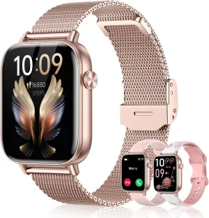 Smartwatch with Heart dislodge waterworks barren Rate, Sleep & Stress, 120  Sports Modes IP68 Waterproof for iPhone/Android, Gold/3 Watch Straps Smart Watche for Women Men(Answer/Dial Calls) 1.85" HD Fitness Step Tracker 
