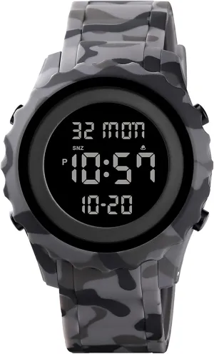 Solar LED Sports Waterproof Watch Fashion Men Watches Outdoor Sports Multi-Function slapstick Digital Display Camouflage Watch Gosasa Military Watch for Men 