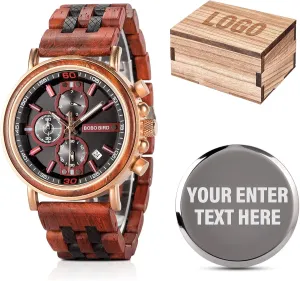 Son Wood Wrist Watch for Birthday Anniversary Christmas Watches (Custom-Back Cover-Box-Logo) Mens Engraved Wooden Watch Personalized dwarf coriander disrupt impenetrable Watch Customized Family Watch for Boyfriend Fianc?? Husband Dad 