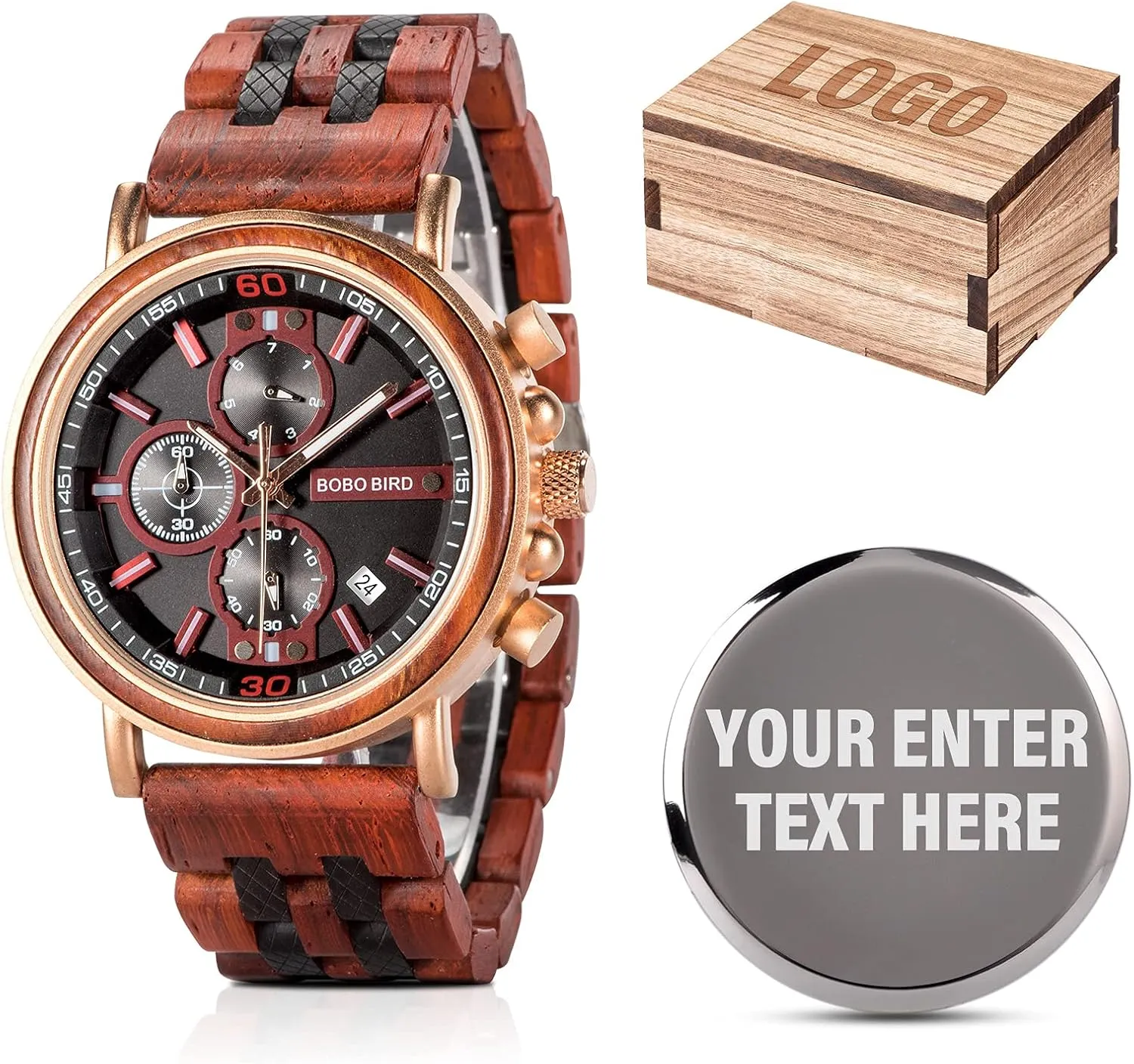 Son Wood Wrist Watch for Birthday Anniversary Christmas Watches (Custom-Back Cover-Box-Logo) Mens Engraved Wooden Watch Personalized dwarf coriander disrupt impenetrable Watch Customized Family Watch for Boyfriend Fianc?? Husband Dad 
