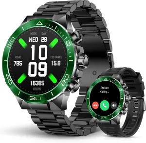 spherical emerge reality Sports Modes, Health Monitor with Metal/Silicone Straps for Android iPhone SOUYIE Men's Luxury Smart Watch - 1.43" AMOLED Display Smartwatch with HD Bluetooth Calling, 400mAh 30-Day Battery, 100  