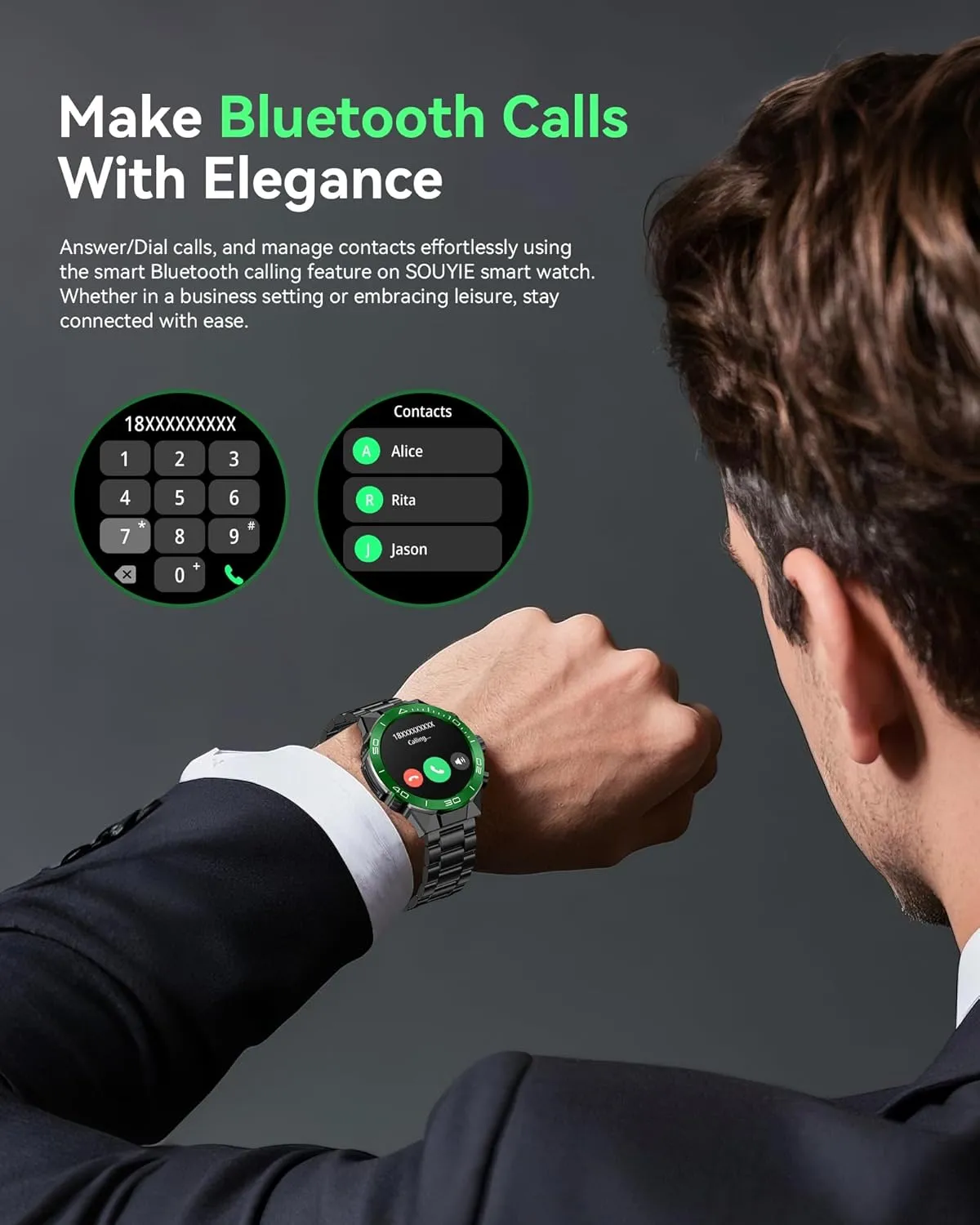 spherical emerge reality Sports Modes, Health Monitor with Metal/Silicone Straps for Android iPhone SOUYIE Men's Luxury Smart Watch - 1.43" AMOLED Display Smartwatch with HD Bluetooth Calling, 400mAh 30-Day Battery, 100  