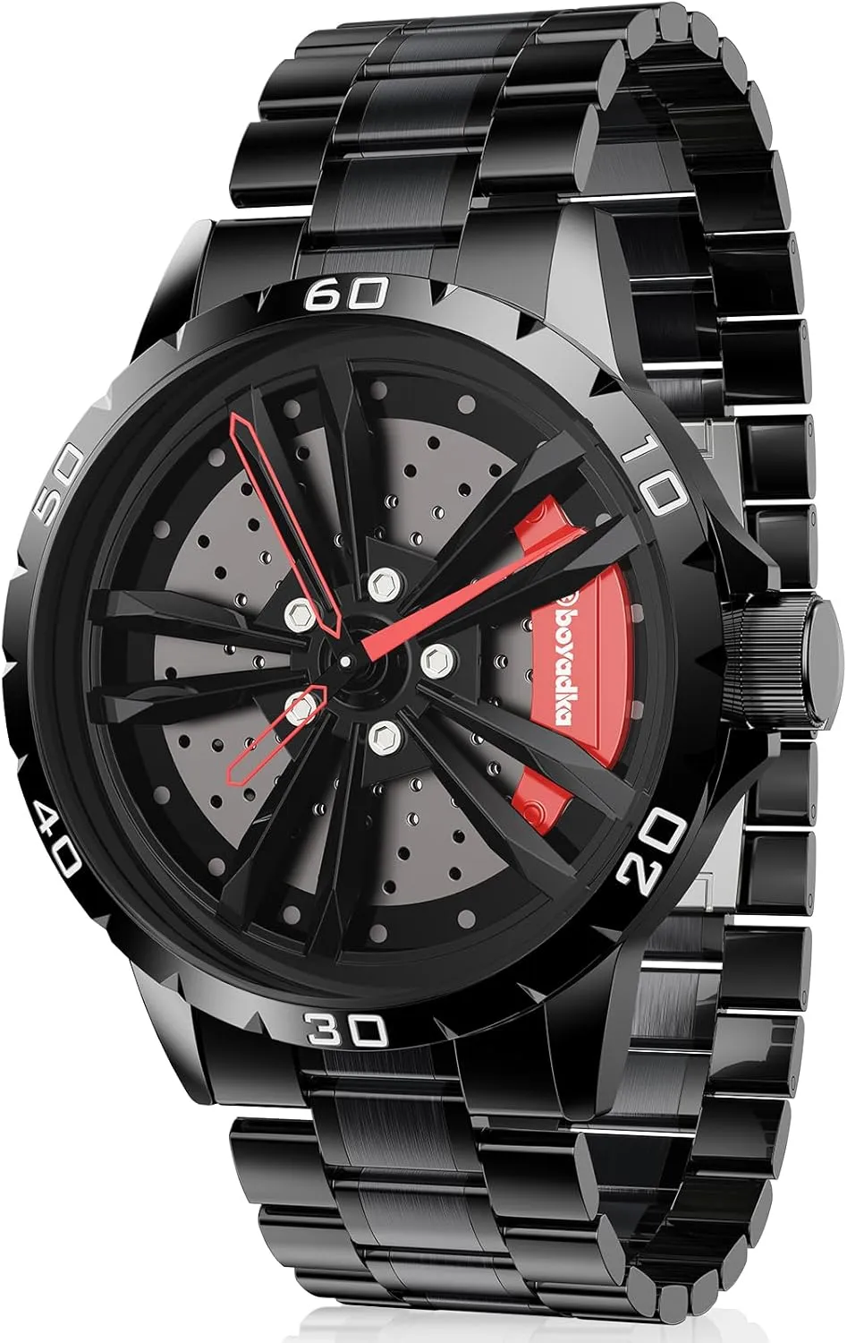Spinning Car Wheel Watch with Japanese Quartz Movement, Stainless Steel Waterproof Wrist eke insect gain tame remark Watch with Car Rim Hub Racing Design ORARA Men's 