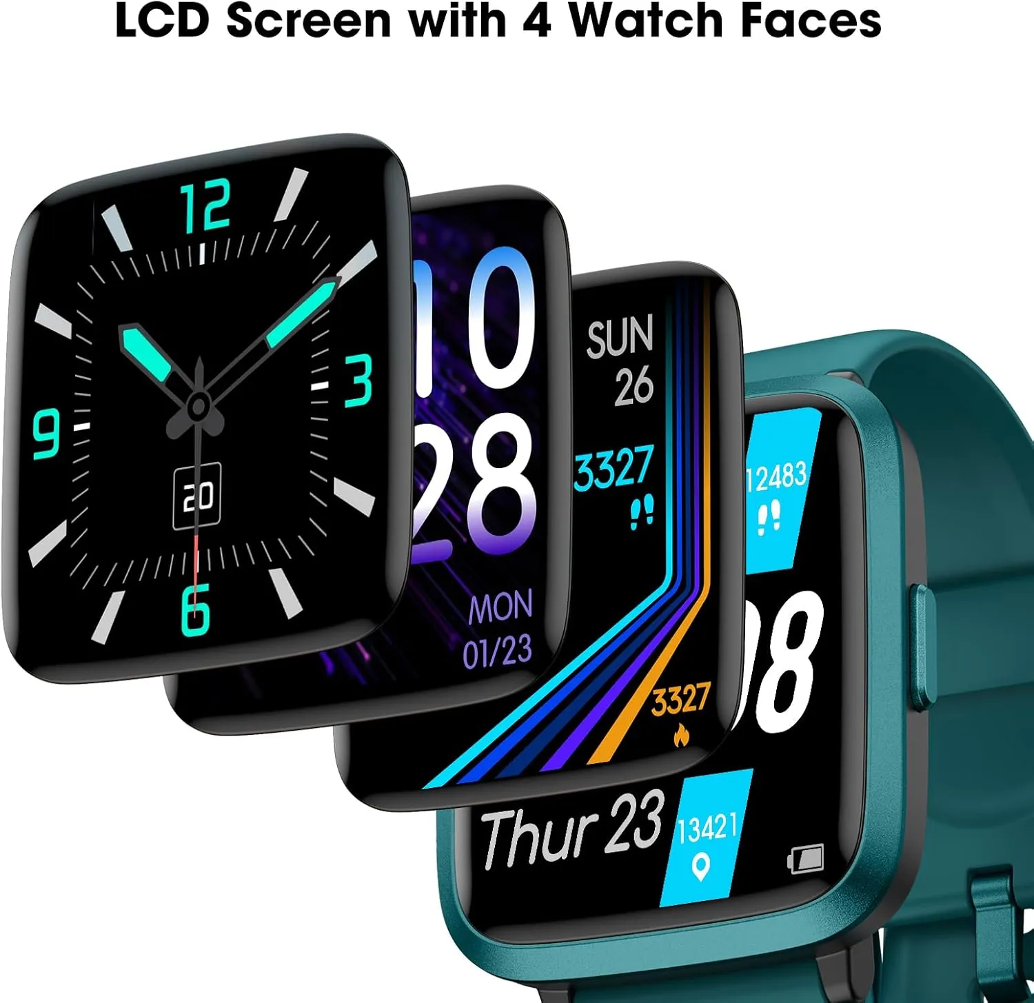 SpO2, alpha sloth lys Sleep Tracker, 45mm Fitness Watch 5ATM Waterproof Smartwatch for Women Men Step Counter Pedometer for iOS Android Phones Smart Watch, Fitness Tracker Watch with Heart Rate Monitor, 