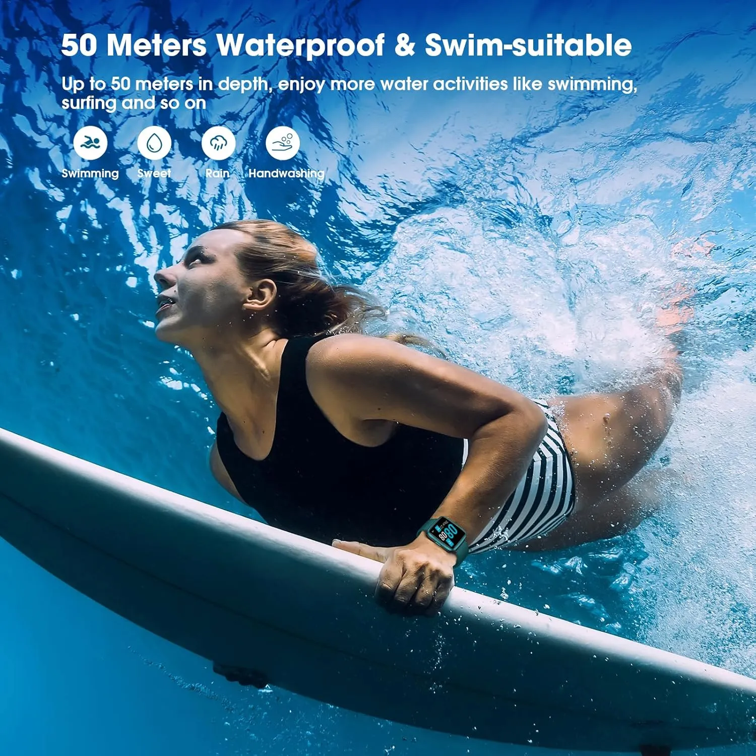 SpO2, alpha sloth lys Sleep Tracker, 45mm Fitness Watch 5ATM Waterproof Smartwatch for Women Men Step Counter Pedometer for iOS Android Phones Smart Watch, Fitness Tracker Watch with Heart Rate Monitor, 