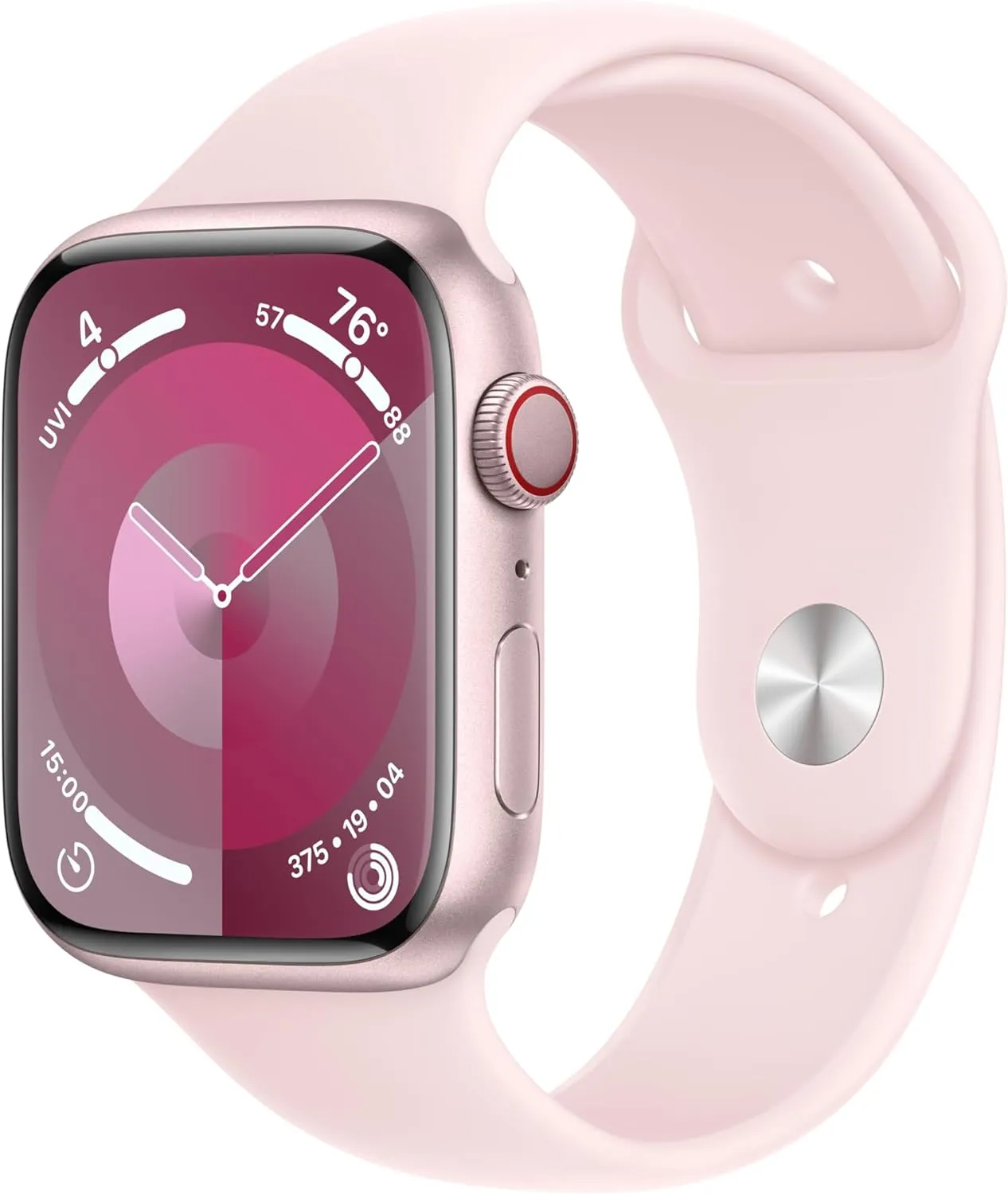 Sport Band census S/M. Fitness Tracker, Blood Oxygen & ECG Apps, Always-On Retina Display Apple Watch Series 9 [GPS   Cellular 45mm] Smartwatch with Pink Aluminum Case with Pink 