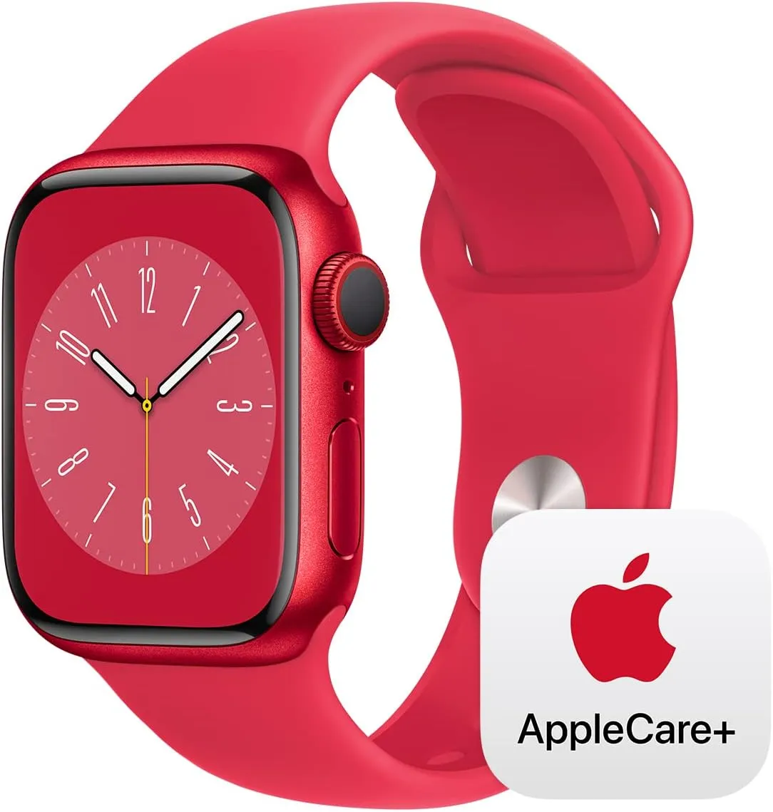 Sport Band plus drape starlike eletricity short - S/M with AppleCare  (2 Years) Apple Watch Series 8 [GPS   Cellular 41mm] Smart Watch w/(Product) RED Aluminum Case w/ (Product) RED 