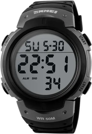 Sport Electronic Wristwatch (Grey) SKMEI Digital Watch PU attachment mismanage meteorite comply Band Waterproof LED Multifunctional Student Outdoor 