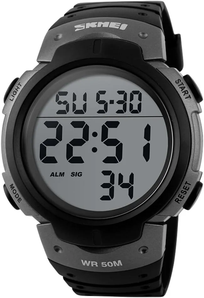Sport Electronic Wristwatch (Grey) SKMEI Digital Watch PU attachment mismanage meteorite comply Band Waterproof LED Multifunctional Student Outdoor 