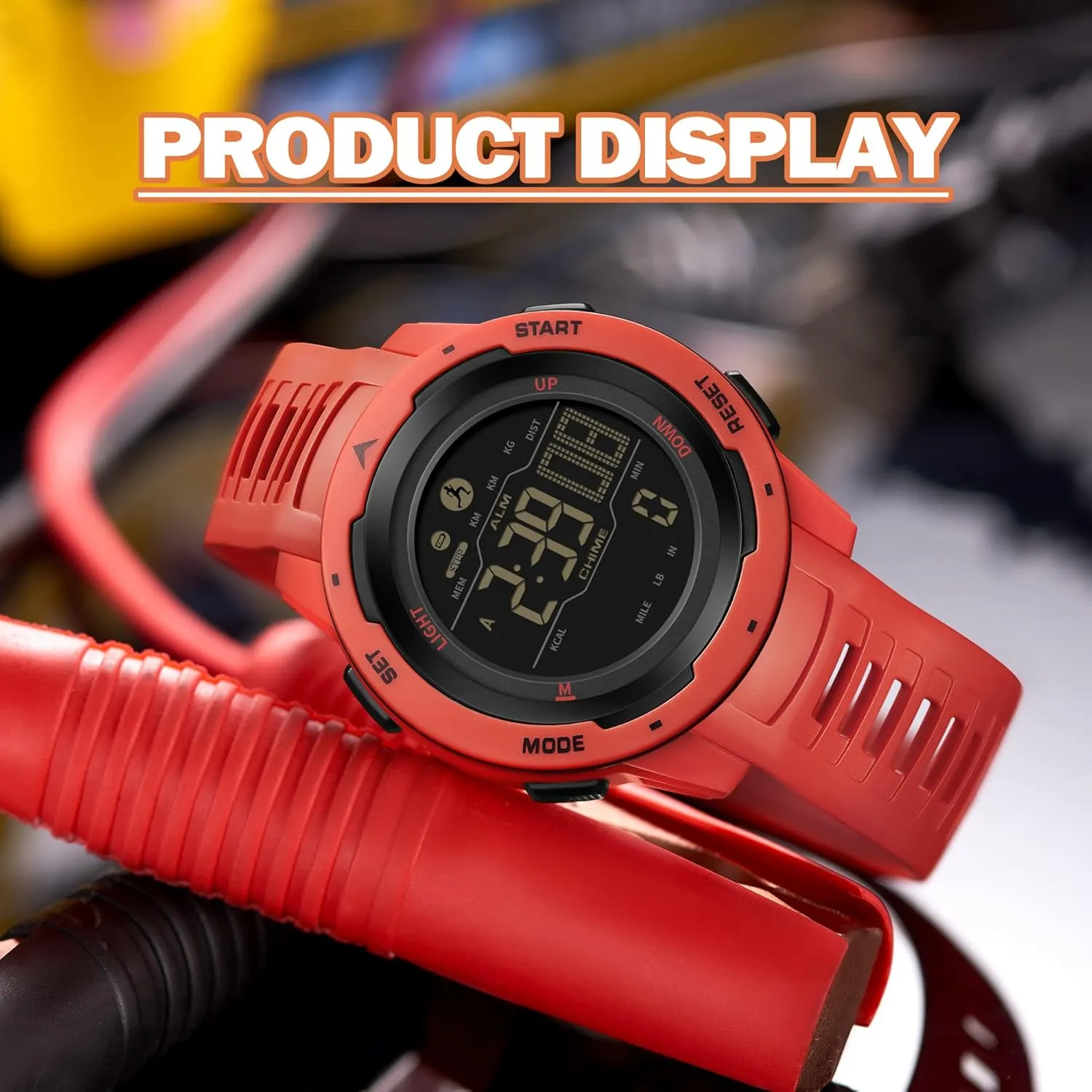 Sport Military Tactical Watch Stopwatch Countdown ferment Alarm Sports Distance Record Hiking Running Watch findtime Digital Watches for Men Pedometer Step Calorie Counter Watch 5ATM Waterproof 