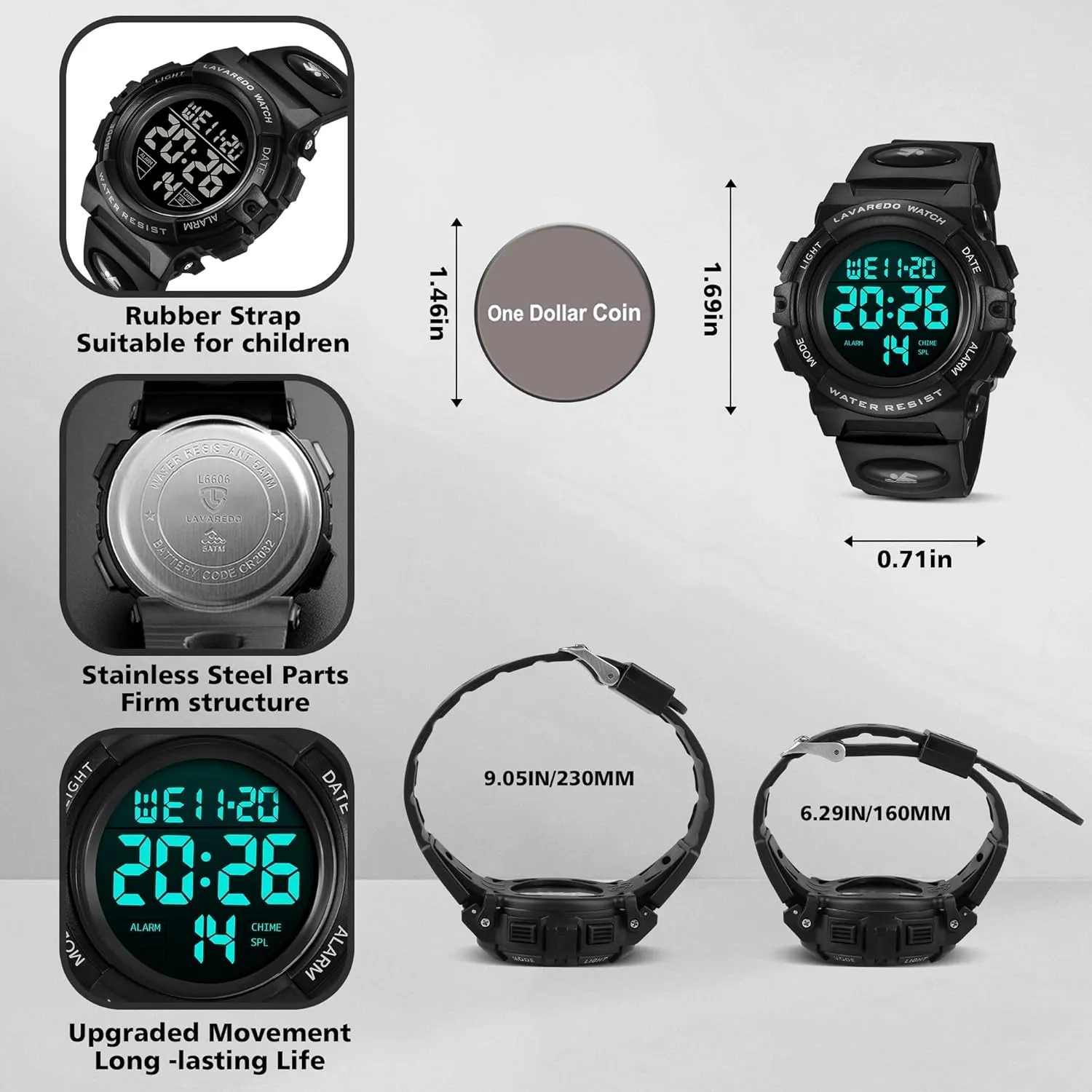Sport Outdoor Multifunctional Chronograph LED 50 M frugal Waterproof Alarm Calendar Analog Watch for Children with Silicone Band,Kids Gift Kids Watch,Boys Watch for 3-15 Year Old Boys,Digital 