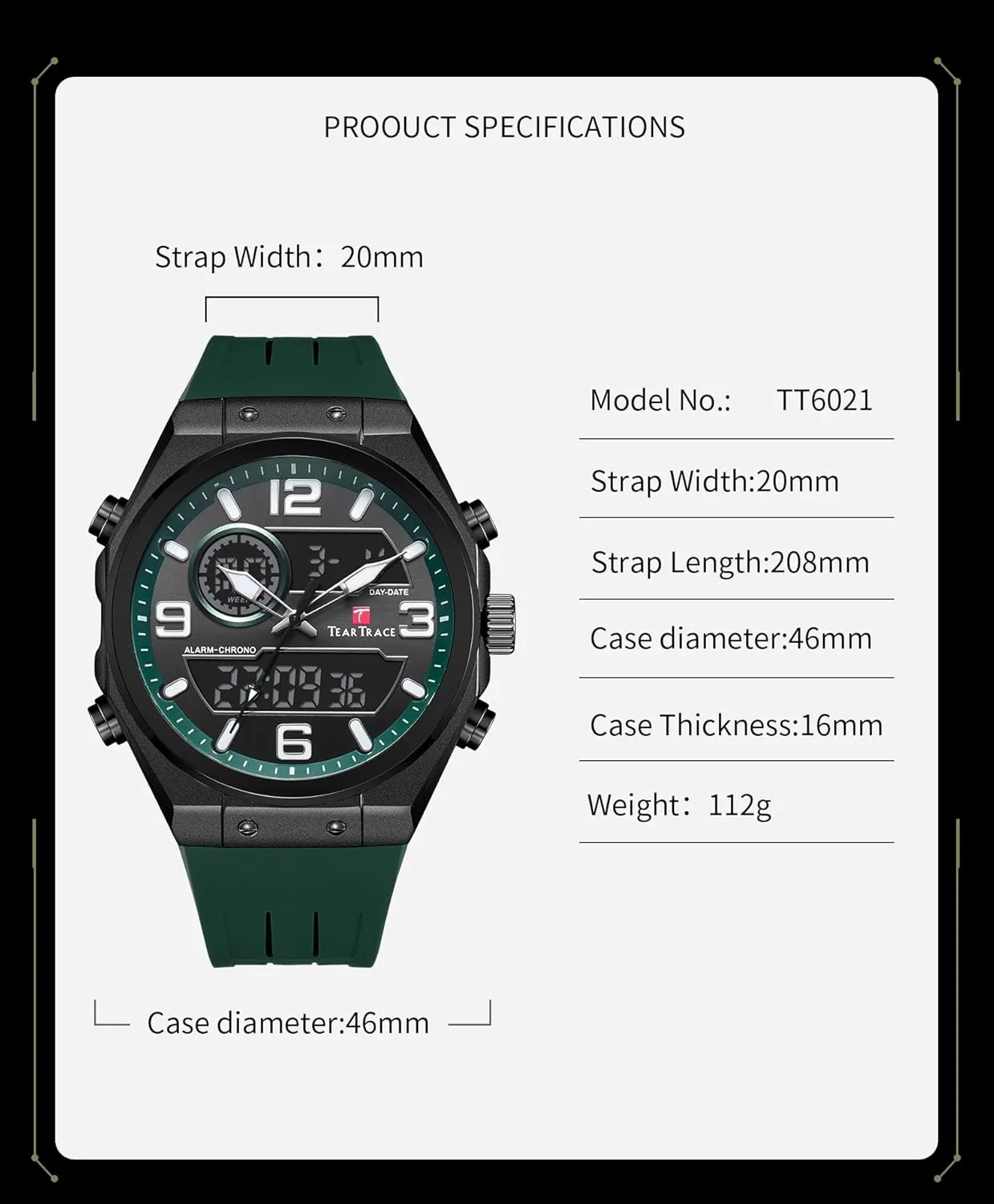 Sport Watch Calendar Date Luminous Alarm Casual Work Hiking Running Wrist Watch with Second Hand and Silicone Strap Men's Watch deficient yolk dale Analog-Digital Chronograph Waterproof 