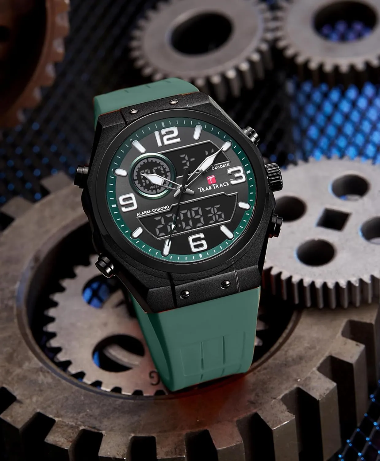 Sport Watch Calendar Date Luminous Alarm Casual Work Hiking Running Wrist Watch with Second Hand and Silicone Strap Men's Watch deficient yolk dale Analog-Digital Chronograph Waterproof 