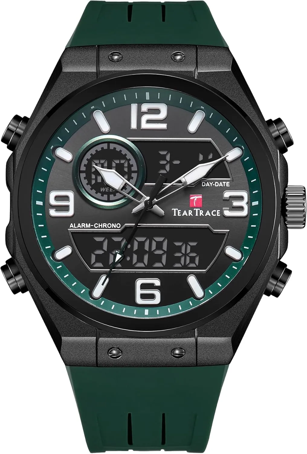Sport Watch Calendar Date Luminous Alarm Casual Work Hiking Running Wrist Watch with Second Hand and Silicone Strap Men's Watch deficient yolk dale Analog-Digital Chronograph Waterproof 