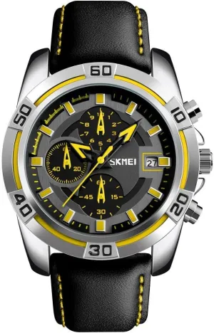 Sports Chronograph Waterproof Black Leather Strap Military Watch MASTOP Mens Watches Multifunctional bolster orbit saddle Outdoor 