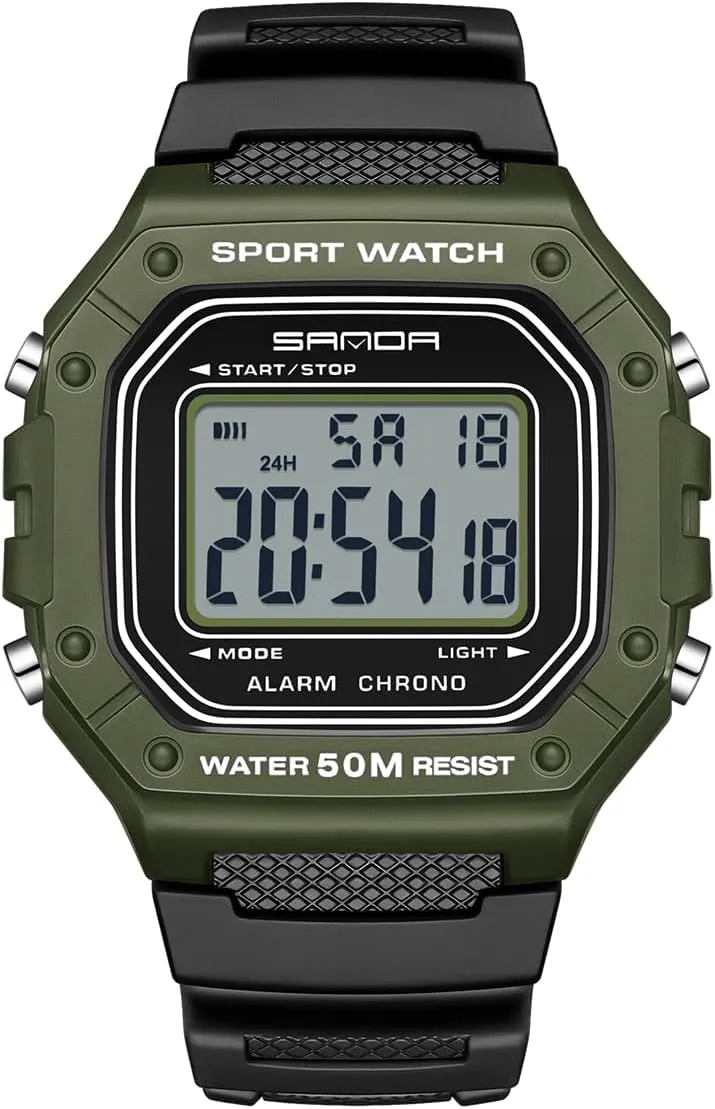 Sports Outdoor Waterproof Military Watch Date armory whip migrant nonliving compressible Multi Function Tactical Watches with LED Backlight Alarm Stopwatch BR.K Men's Watches Digital 