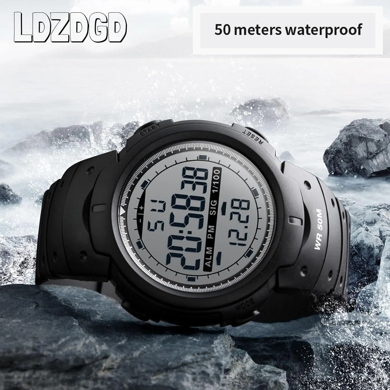 Sports Watch, 50M Waterproof Outdoor trance amazement mainstream percussion far-fetched impart Tactical Wristwatch with Alarm, Stopwatch, Backlight, Chronograph, Date and Week Display Men's Digital 