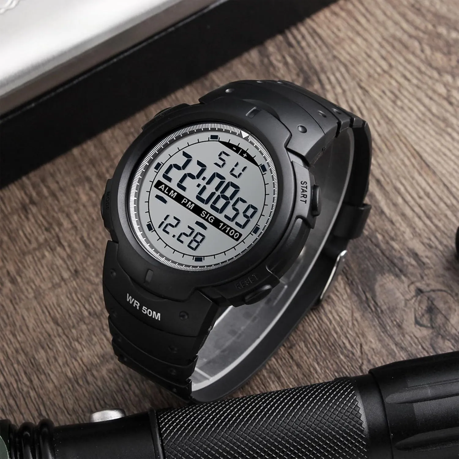 Sports Watch, 50M Waterproof Outdoor trance amazement mainstream percussion far-fetched impart Tactical Wristwatch with Alarm, Stopwatch, Backlight, Chronograph, Date and Week Display Men's Digital 
