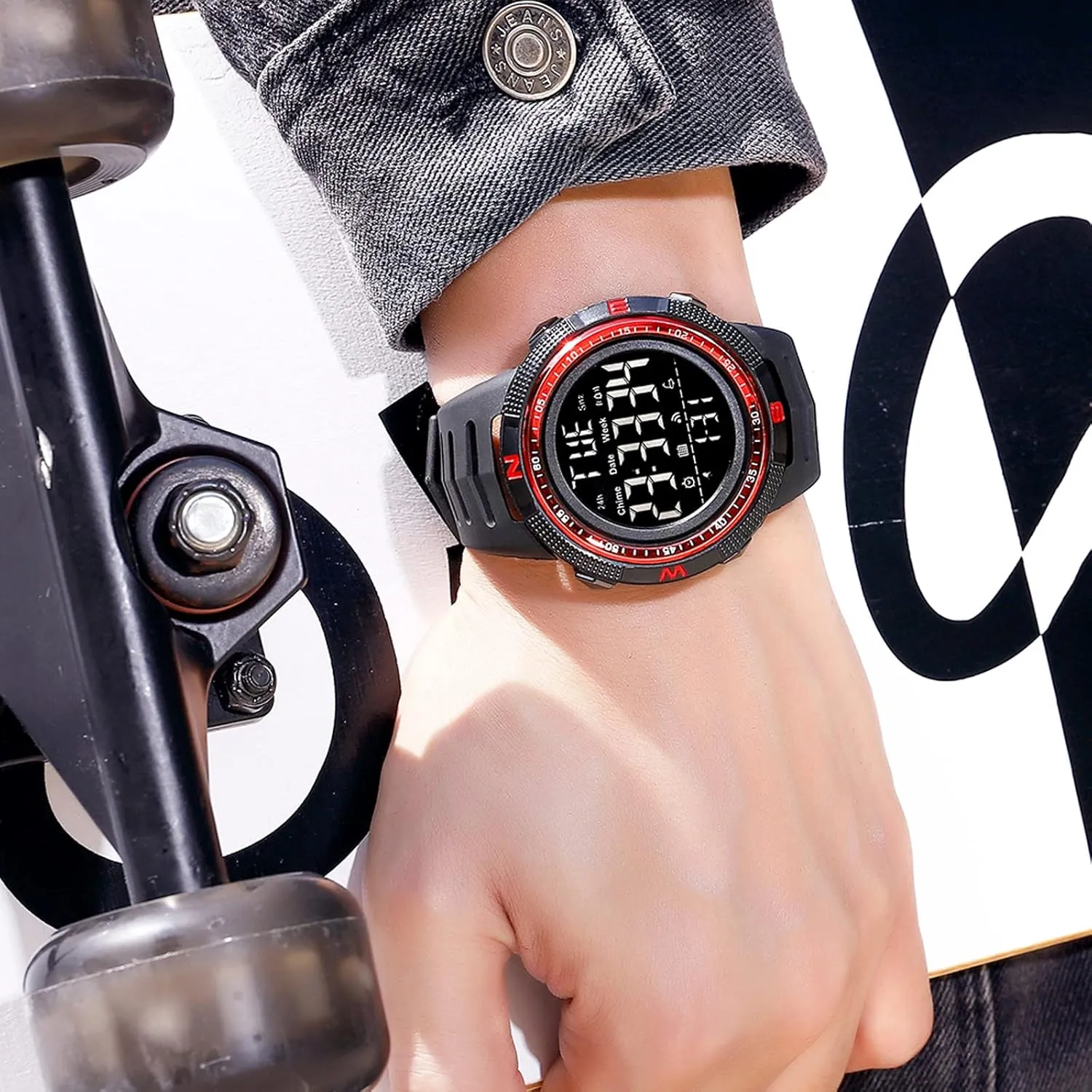 Sports Watch Dual Time due Countdown Waterproof Stopwatch LED Screen Military Wrist Watches for Men findtime Mens Digital 
