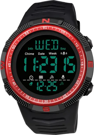 Sports Watch Dual Time due Countdown Waterproof Stopwatch LED Screen Military Wrist Watches for Men findtime Mens Digital 