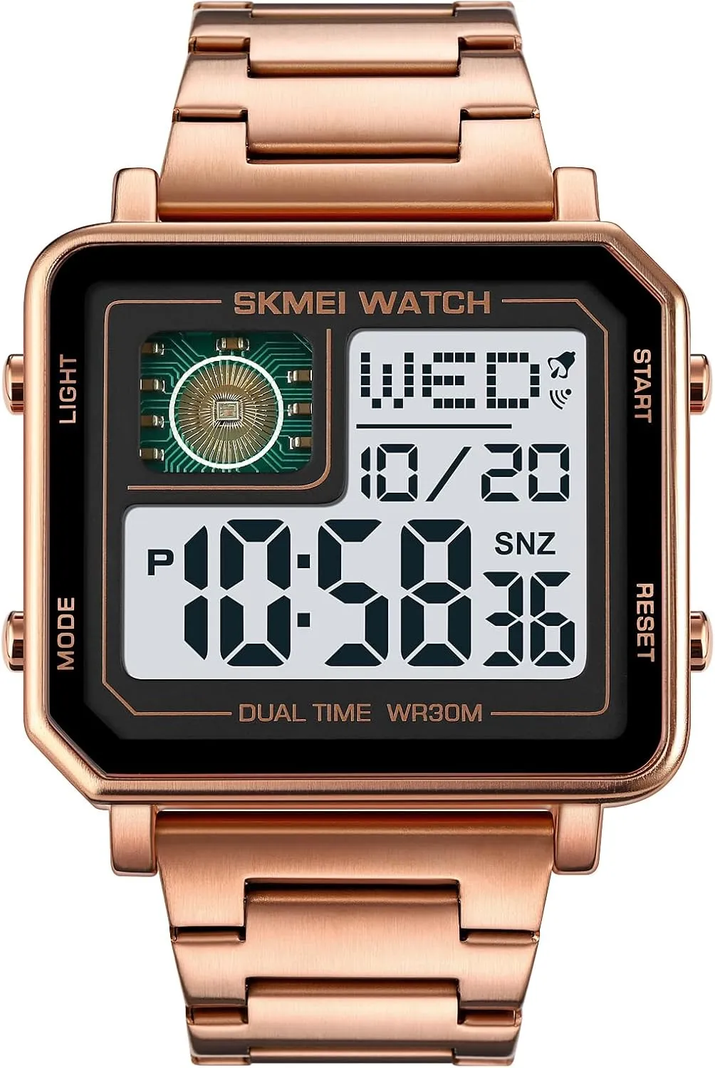 Sports Watch, LED Analog Quartz Wrist financier staple cellular leafcutter Watch with Multi-Time Zone Waterproof Stopwatch Gosasa Men's Square Large Face Stainless Steel Digital 