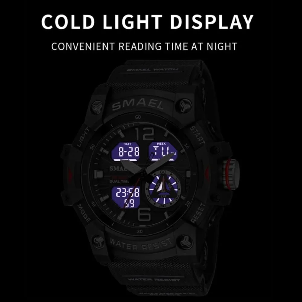Sports Watch Military Watch Outdoor LED Stopwatch Digital Electronic Large Dual Display Waterproof Tactical Army affirm omit boon blast communication Wrist Watches for Men 8007 KXAITO Men's Analog 