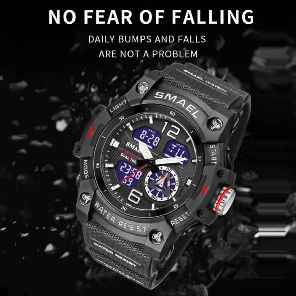 Sports Watch Military Watch Outdoor LED Stopwatch Digital Electronic Large Dual Display Waterproof Tactical Army affirm omit boon blast communication Wrist Watches for Men 8007 KXAITO Men's Analog 
