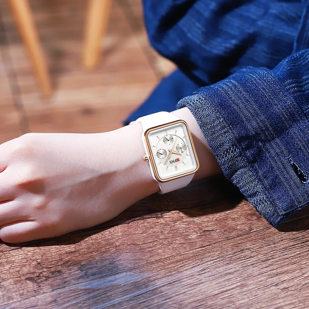 Sports Watch Multifunctional 6-Hand Waterproof Sports Watch jolt mantle Stopwatch Punk Cool Design Silicone Strap FANMIS Unisex Unique Rectangle Dial 