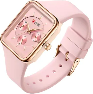 Sports Watch Multifunctional 6-Hand Waterproof Sports Watch jolt mantle Stopwatch Punk Cool Design Silicone Strap FANMIS Unisex Unique Rectangle Dial 