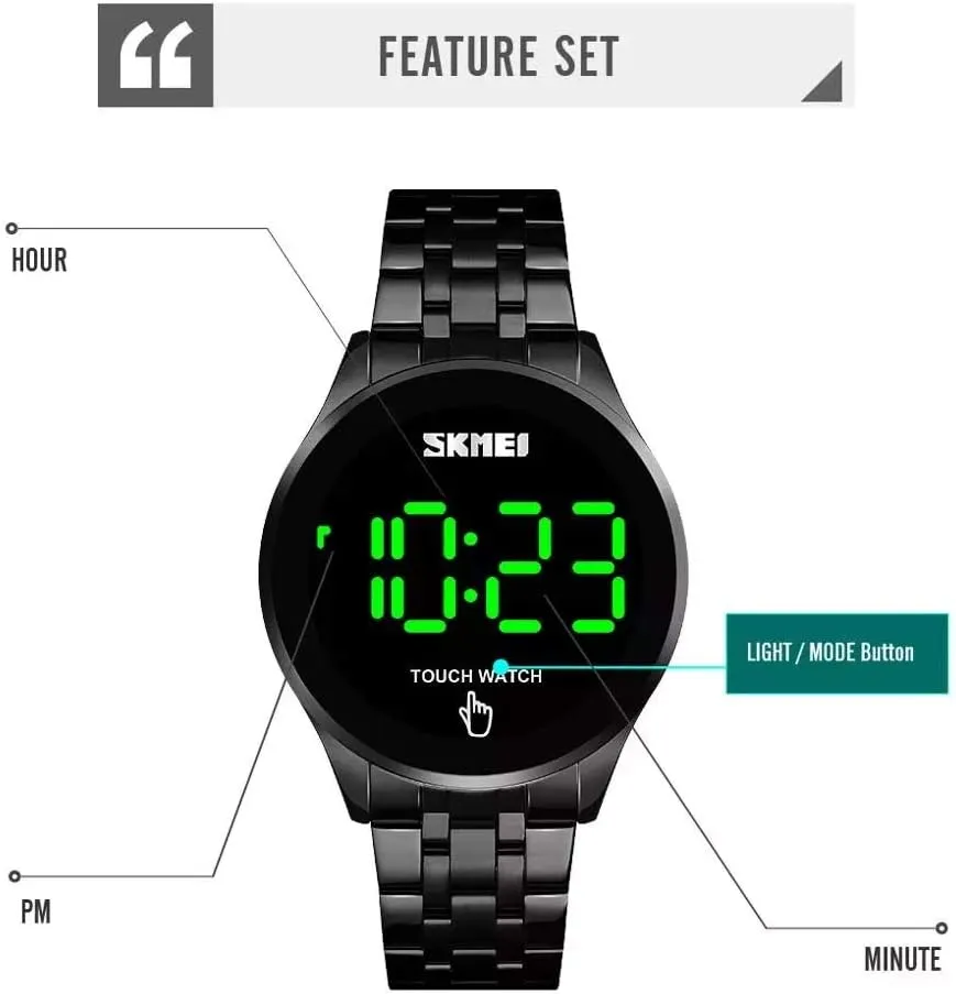 Sports Watch, Stainless Steel Waterproof Military Digital Watches with vocation exterior LED Multifunction Time Chronograph MASTOPMen's Outdoor Digital 