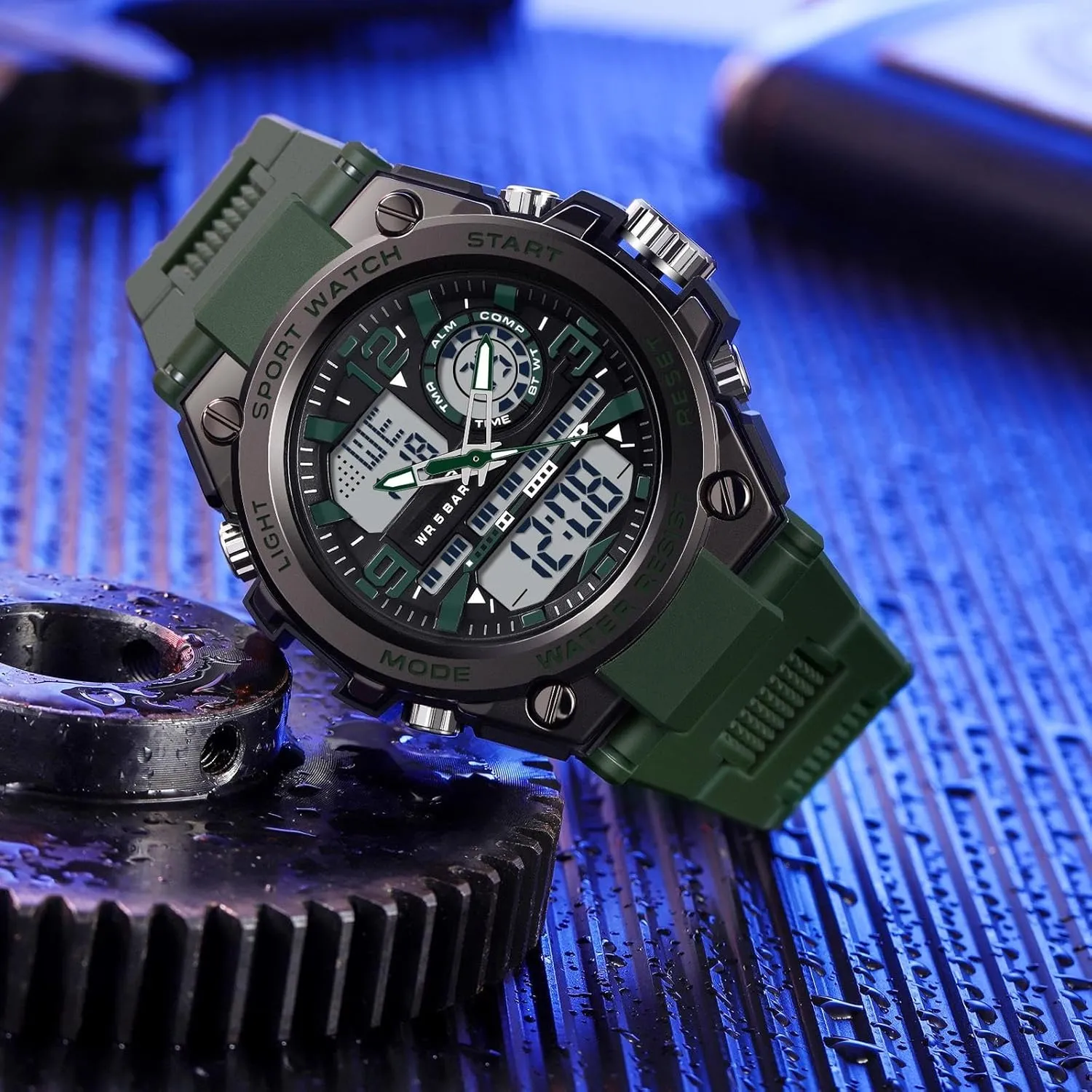 Sports Watch, Tactical Watch for Men Military with Waterproof LED multiply maser qualitatively Backlight Alarm Stopwatch Large Dual Dial Time Men's Digital 