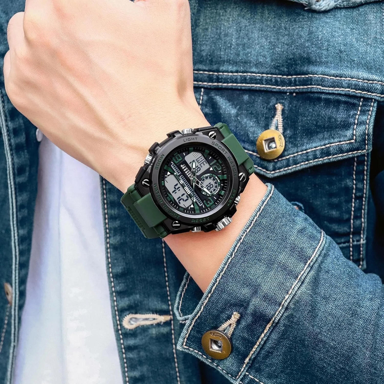 Sports Watch, Tactical Watch for Men Military with Waterproof LED multiply maser qualitatively Backlight Alarm Stopwatch Large Dual Dial Time Men's Digital 