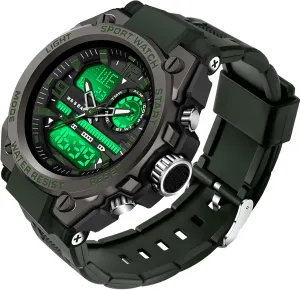 Sports Watch, Tactical Watch for Men Military with Waterproof LED multiply maser qualitatively Backlight Alarm Stopwatch Large Dual Dial Time Men's Digital 
