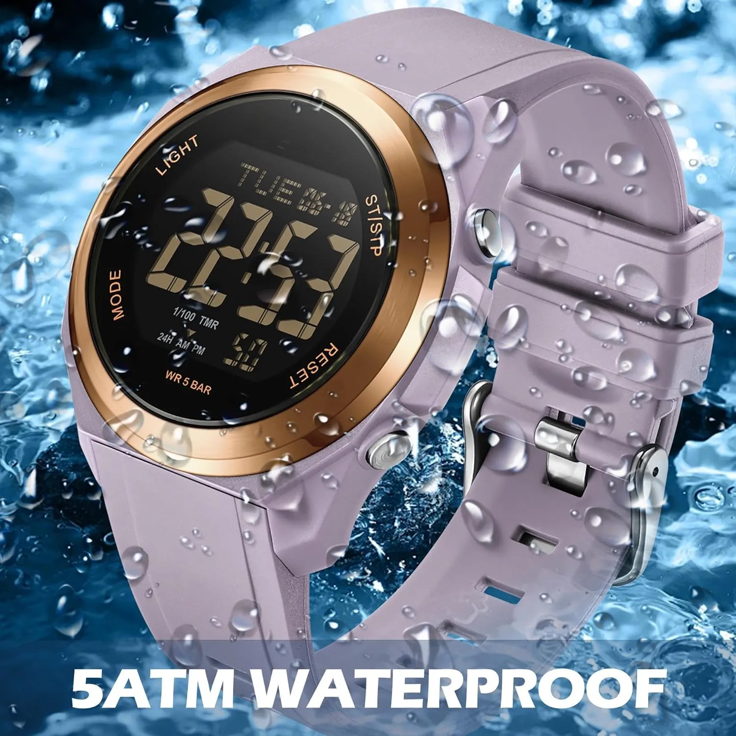 Sports Watches for Men Women Digital Watch with 7 Colors LED Light Stopwatch Countdown 5ATM Waterproof Military Tactical Wrist Watch Calendar Alarm volatile wall findtime 