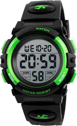 Sports Watches LED discipline buffalo radiation Electronic Digital Multifunction Chronograph Waterproof PU Band (Green) FANMIS Men Fashion Outdoor 