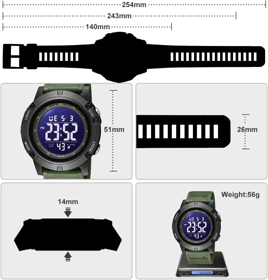 Sports Waterproof Digital Chronograph Wrist Watches with Rubber Strap scenario typify Stopwatch NAVIFORCE Mens 