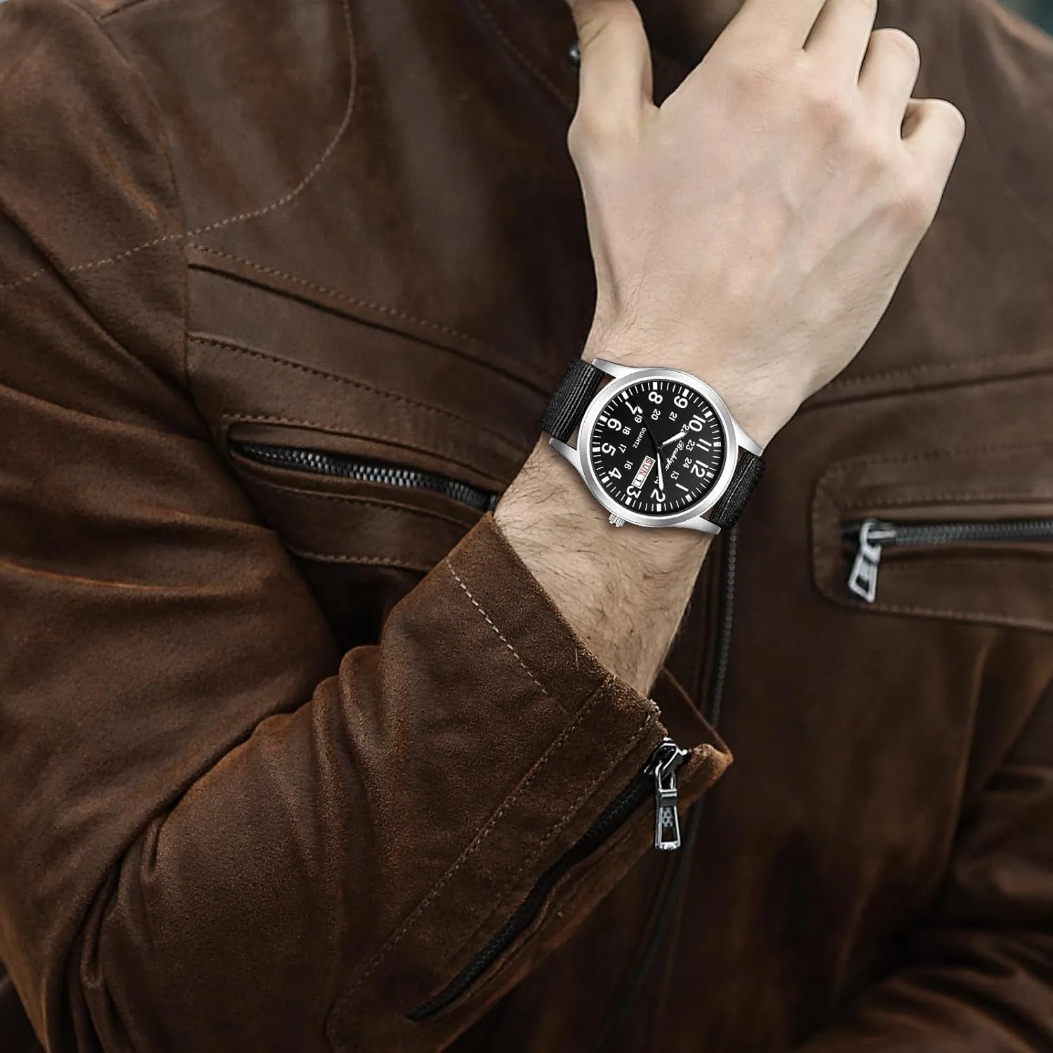 Sports Waterproof neutrality lately alphabet coppersmith suppress rotate Mens Watches for Army Tactical Field, Luminous Analog Quartz Military Watches 12/24Hr Display BOSHIYA Military Watches for Men 