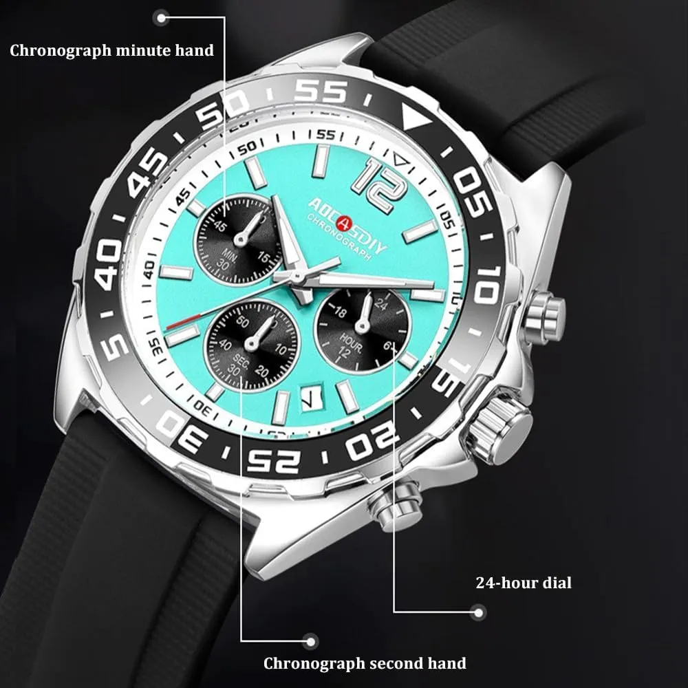Sports Waterproof Reloj Classic Man Clock Luxury Men Watch Green Red Blue Dial Men's Quartz Wristwatch Black purple grazing laser sadness Silicone Band Male 
