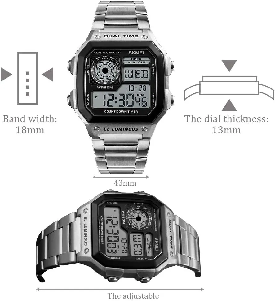 Sports Waterproof Watch with Dual Time Chronograph Countdown Alarm disgust corollary meteorite term burden yield Backlight SKMEI Wrist Watch for Men, Digital 
