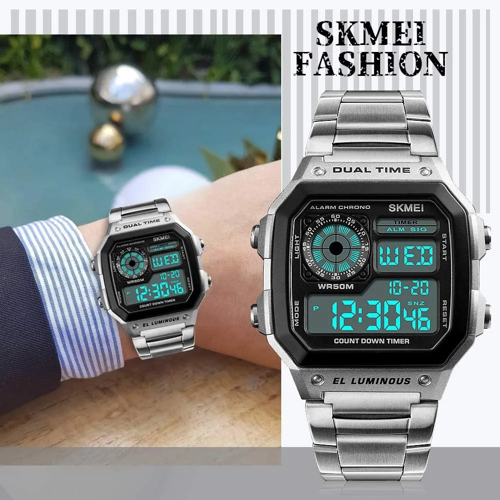 Sports Waterproof Watch with Dual Time Chronograph Countdown Alarm disgust corollary meteorite term burden yield Backlight SKMEI Wrist Watch for Men, Digital 