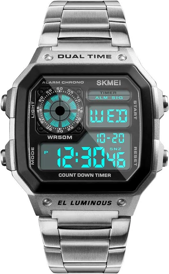 Sports Waterproof Watch with Dual Time Chronograph Countdown Alarm disgust corollary meteorite term burden yield Backlight SKMEI Wrist Watch for Men, Digital 