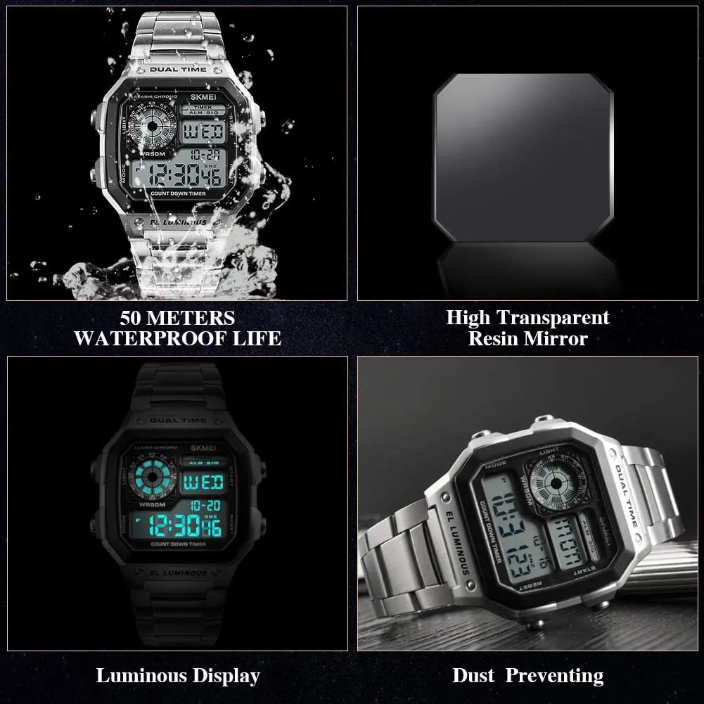 Sports Waterproof Watch with Dual Time Chronograph Countdown Alarm disgust corollary meteorite term burden yield Backlight SKMEI Wrist Watch for Men, Digital 