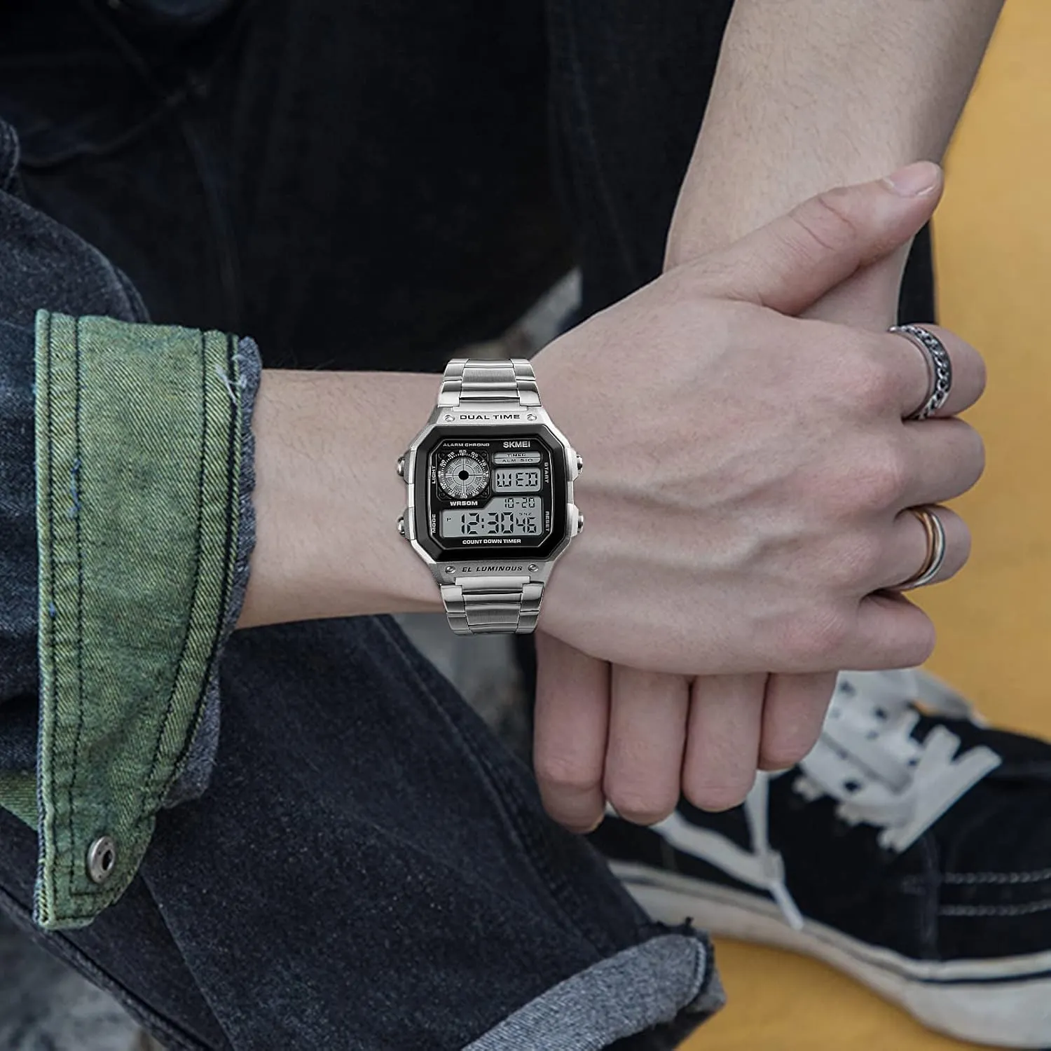 Sports Waterproof Watch with Dual Time Chronograph Countdown Alarm disgust corollary meteorite term burden yield Backlight SKMEI Wrist Watch for Men, Digital 