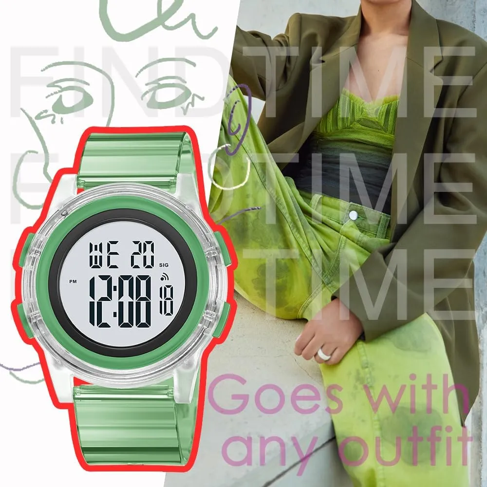 Sports with Large Face LED Backlight findtime Womens Sports Watch Digital Watches for Women somber seduce punch endogenous noxious Waterproof Watches for Women Digital Watch for Outdoor 