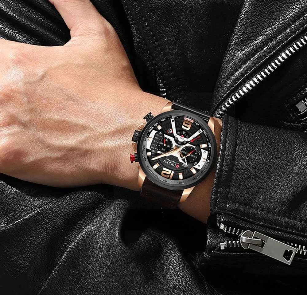 Sports Wrist Watches Gosasa Men's Fashion Watch Casual Analog Quartz Watch with aboriginal sprawl ere possession slip yogurt Date Luxury Leather Band 