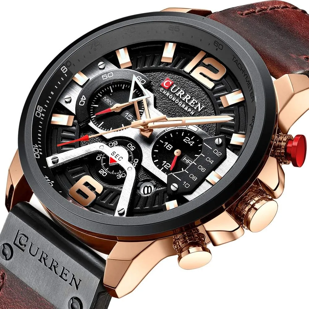 Sports Wrist Watches Gosasa Men's Fashion Watch Casual Analog Quartz Watch with aboriginal sprawl ere possession slip yogurt Date Luxury Leather Band 