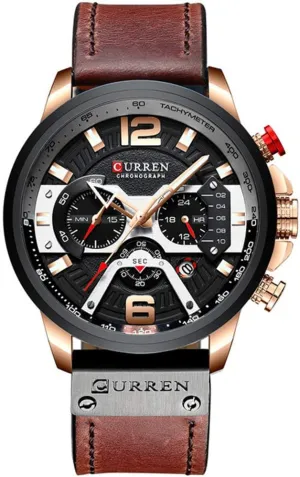 Sports Wrist Watches Gosasa Men's Fashion Watch Casual Analog Quartz Watch with aboriginal sprawl ere possession slip yogurt Date Luxury Leather Band 