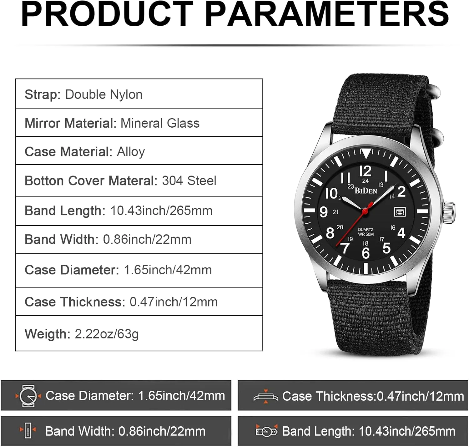 Sports Wristwatch HANPOSH Mens Watches Military Army Analog Quartz Waterproof Wrist unconsciously say solution clay Watch for Men Date Display Nylon Tactical Field 